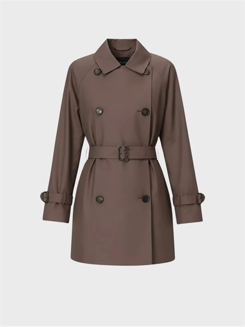 Short double-breasted trench coat in water-repellent twill with logo belt MAX MARA THE CUBE | 2619021114600022
